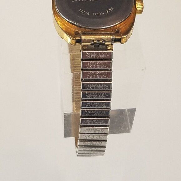 Vintage Timex Date Watch Gold Tone Stretch Band Manual Wind Women - Picture 5 of 8